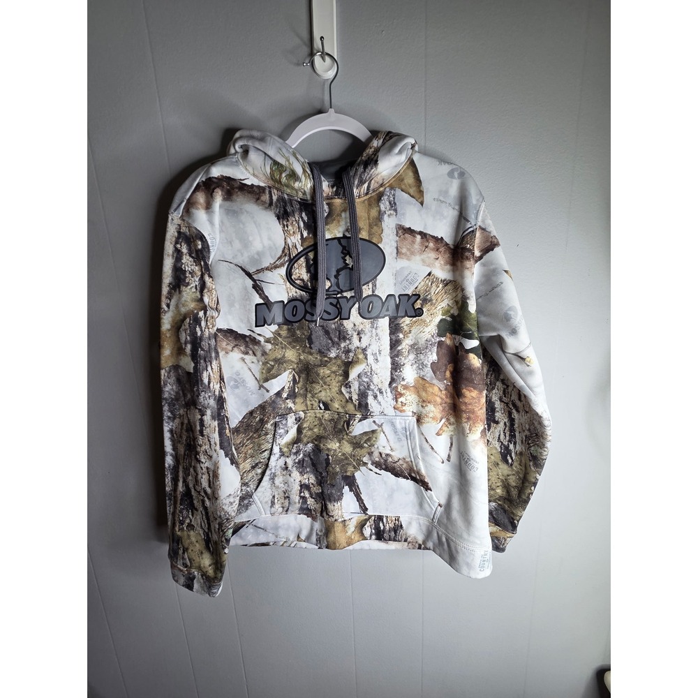 Mossy Oak Womens White Camo Pullover Hoodie Sweatshirt XL 16-18 Logo Graphic